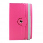 Wholesale Universal 7 inch 360 Premium Flip Leather Tablet Case (Hot Pink)
